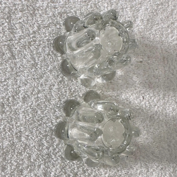 Vintage Clear Glass Candle Holders x2 - Picture 9 of 11